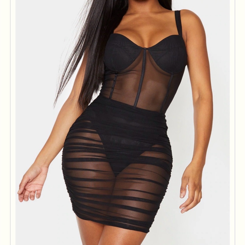 Black Mesh Bodycon Dress